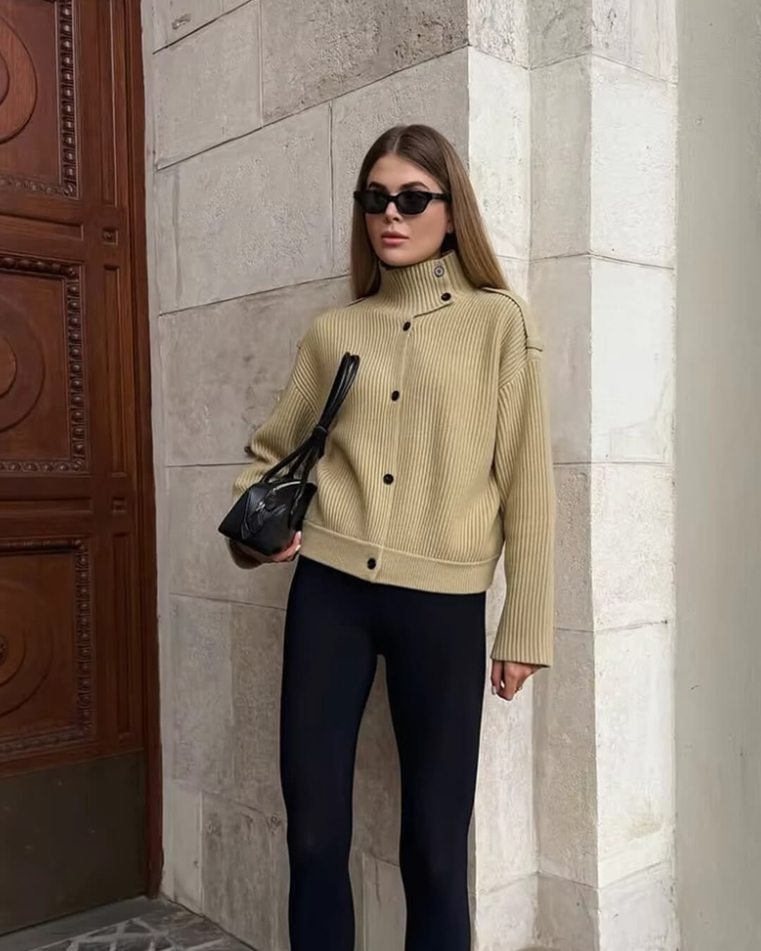 Victoria Stand Collar Knitted Cardigan