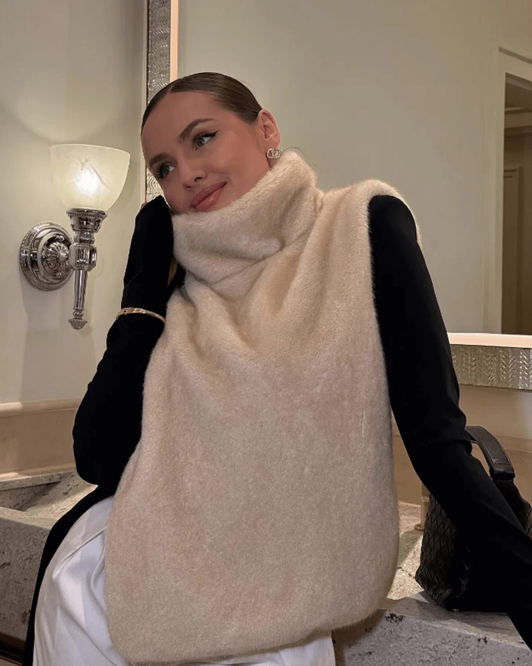 Carina Faux Fur Turtleneck Vest